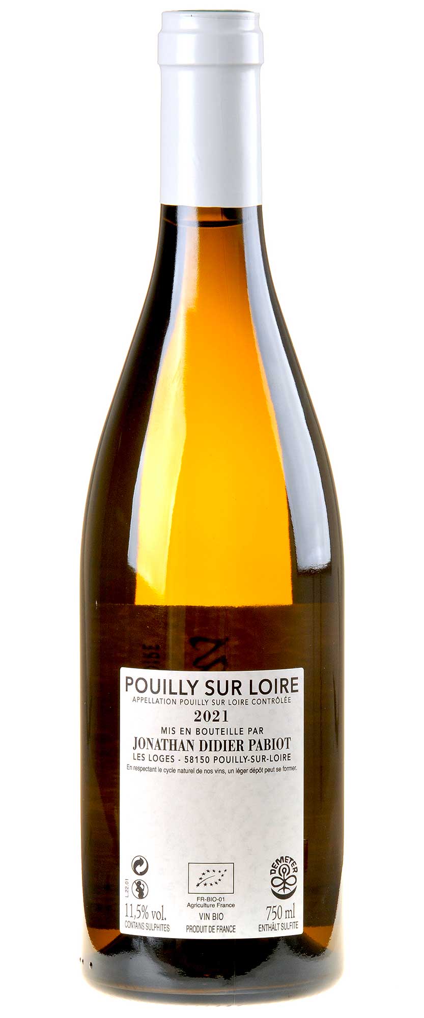 Domaine Jonathan Didier Pabiot Chasselas Pouilly-sur-Loire 2021 Rücketikett