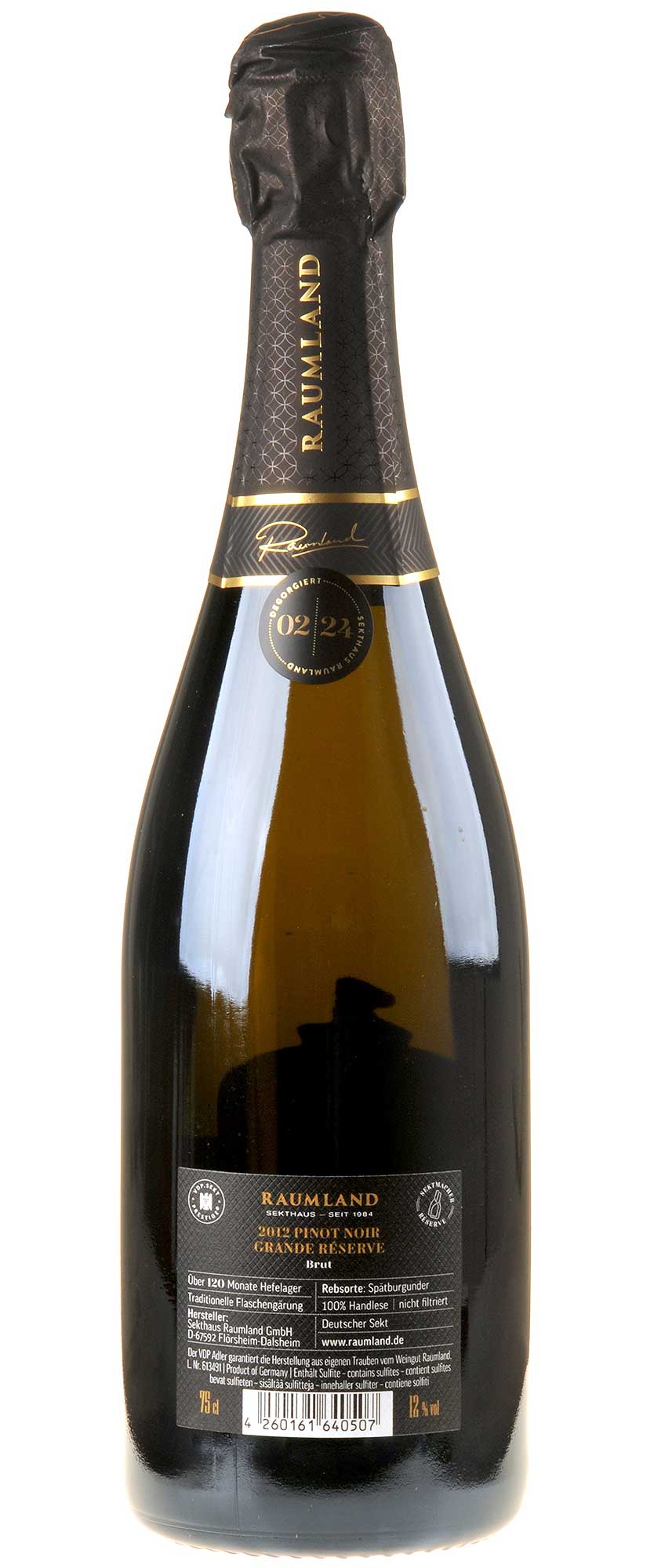 Sekthaus Raumland Pinot Noir Grande Réserve Brut 2012 Rücketikett