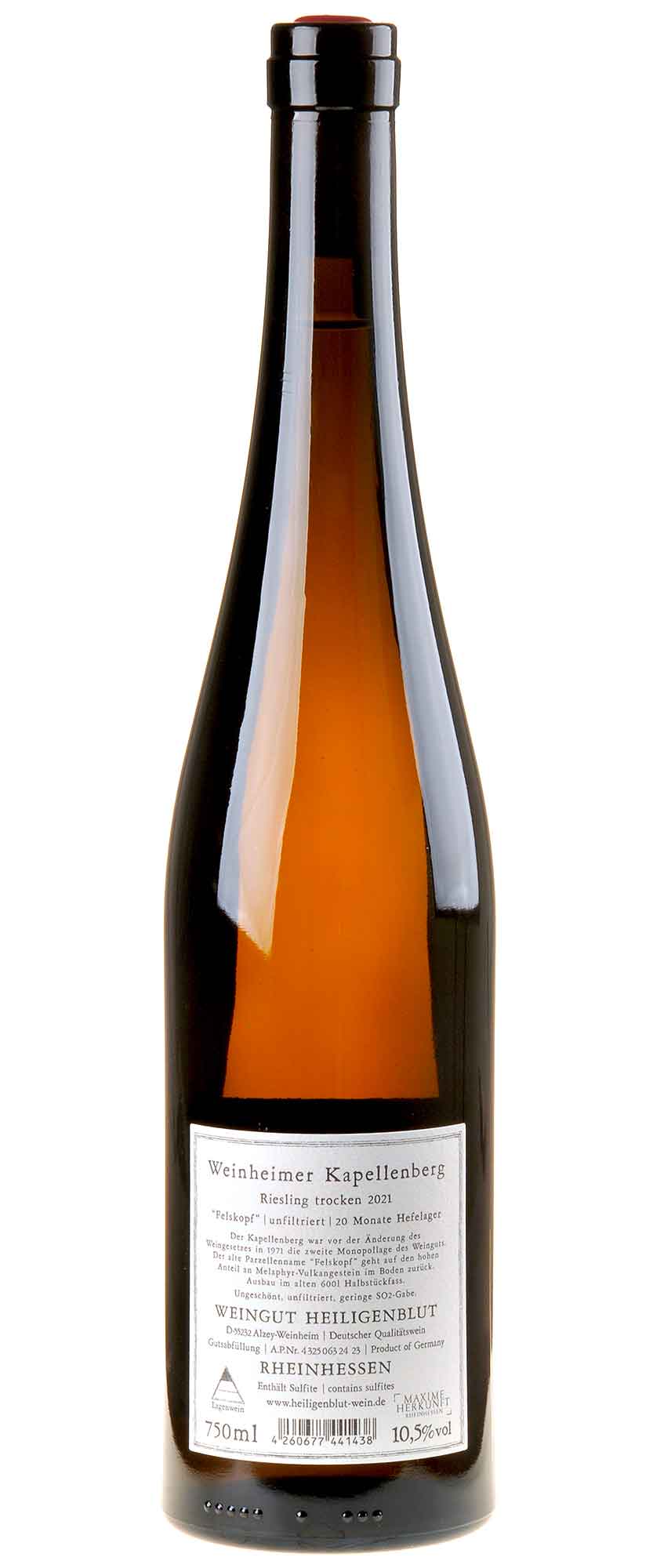 Weingut Heiligenblut Riesling Kapellenberg 2021 Rücketikett