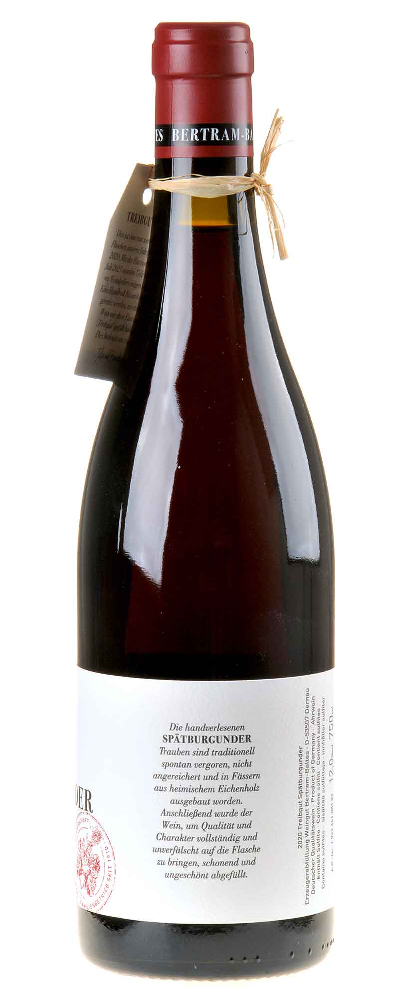 Bertram - Baltes Spätburgunder Treibgut 2020 Seitenetikett