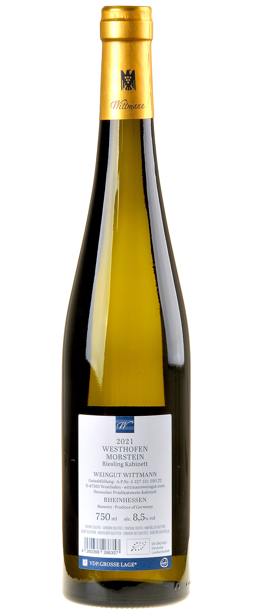 Weingut Wittmann Riesling Morstein Kabinett Bio 2021 Rücketikett
