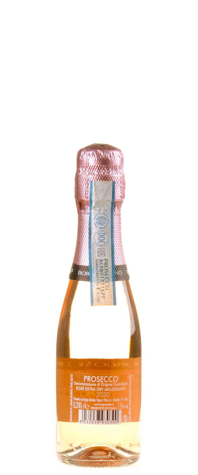 Borgo Molino Prosecco DOC Rosé Extra Dry 0,2l Rücketikett