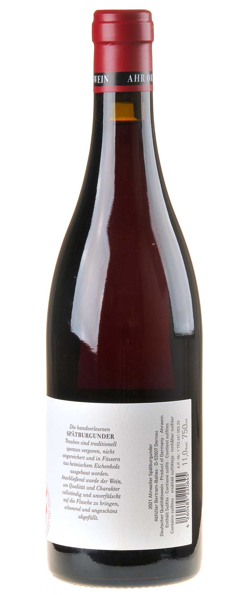 Bertram - Baltes Ahrweiler Spätburgunder 2021 Rücketikett