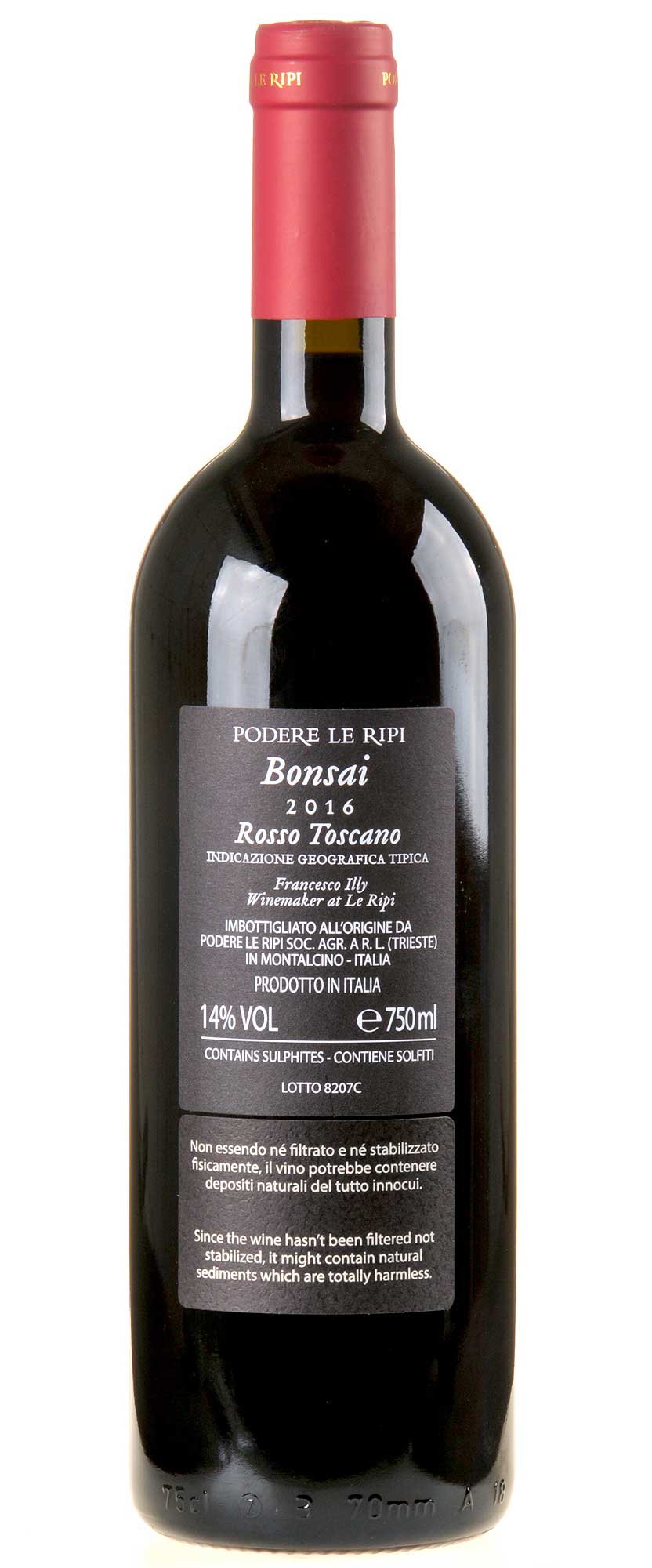 Podere Le Ripi Bonsai Toscana Rosso 2016 Rücketikette