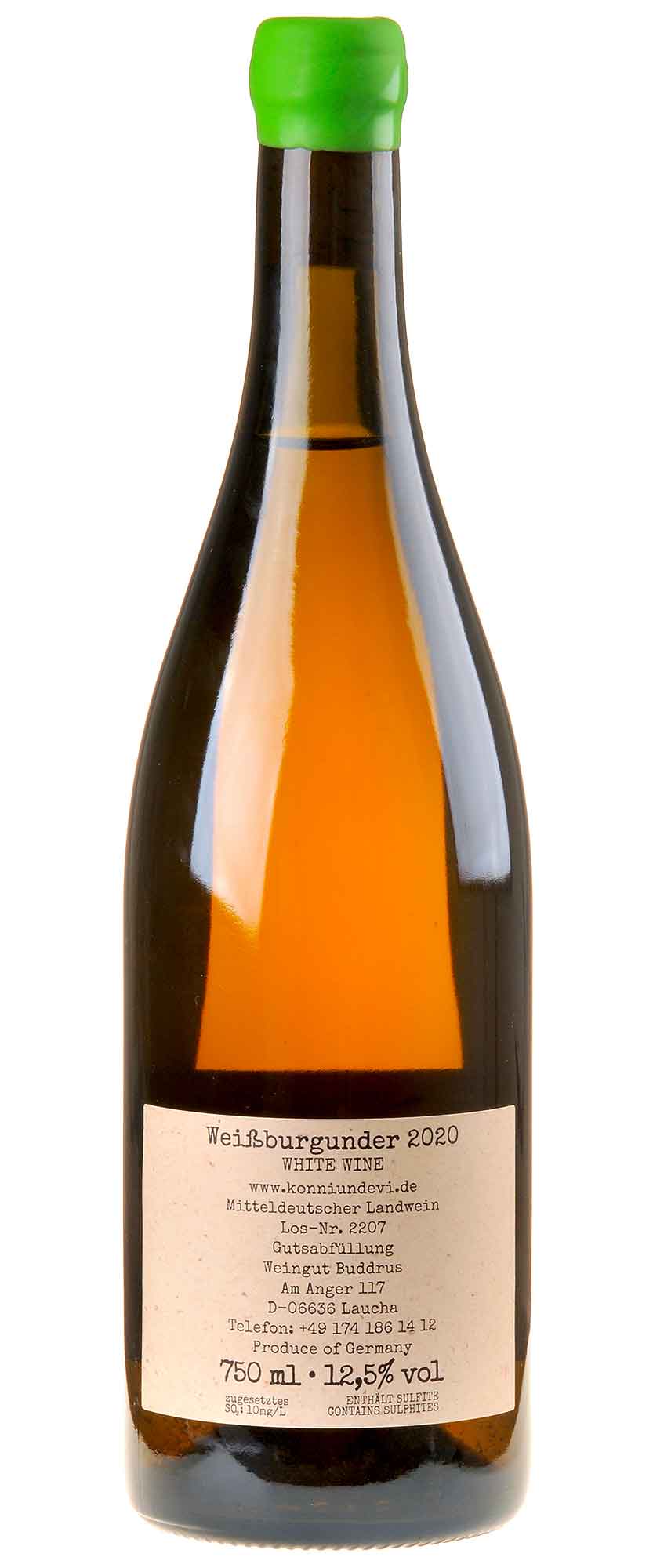 Konni & Evi Weißburgunder Ehrau 2020 Rücketikett