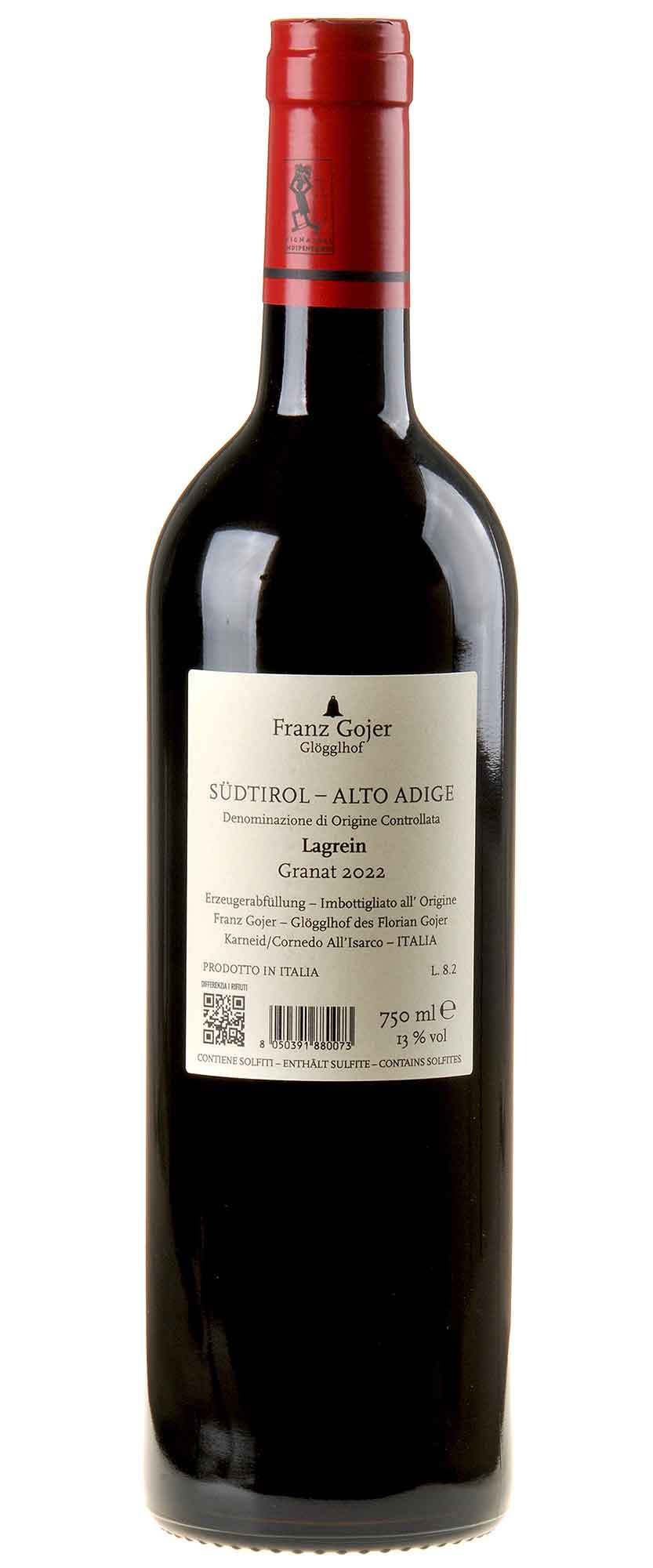 Franz Gojer - Glögglhof Lagrein Granat DOC 2022 Rücketikett