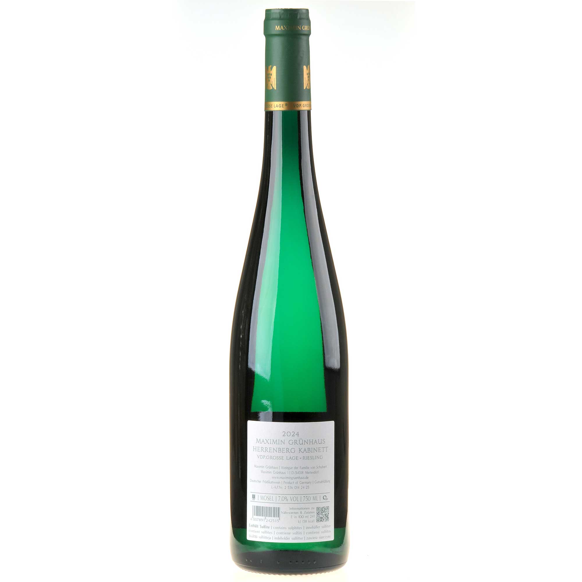 Maximin Grünhaus Riesling Herrenberg Kabinett 2024 Ruecketikett