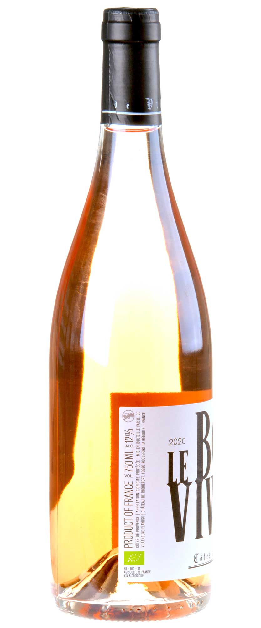 Château de Roquefort Le Bon Vivant Rosé Côtes de Provence Bio 2020 Seitenetikett