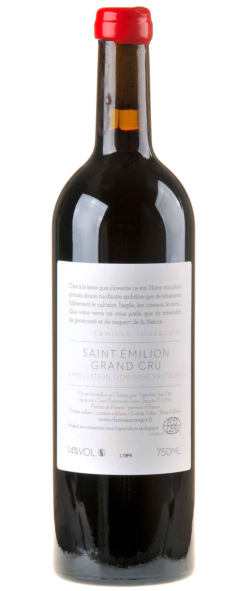 Château Mangot Saint-Émilion Grand Cru 2019 Rücketikett