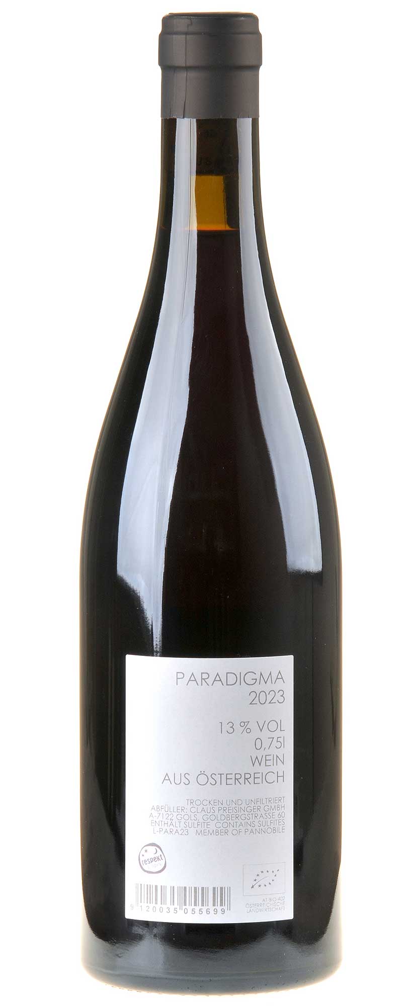 Claus Preisinger Paradigma 2023 Rücketikett