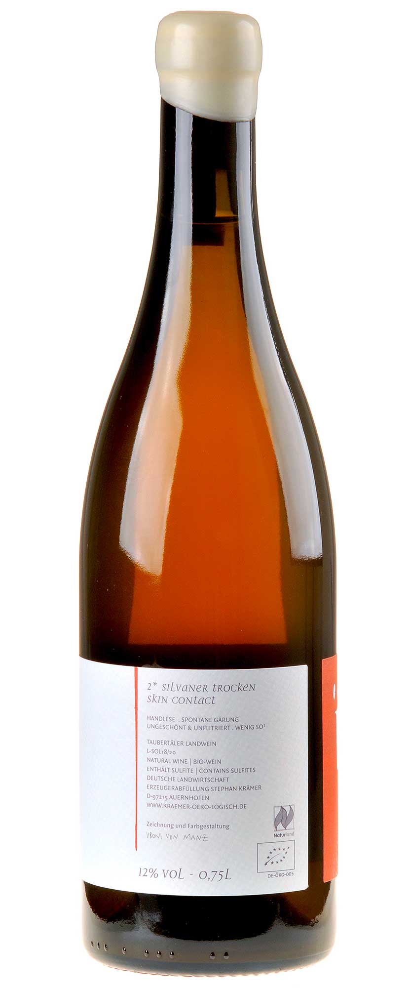 Ökologischer Land- & Weinbau KRAEMER Silvaner SKIN Bio 2018 Rücketikett