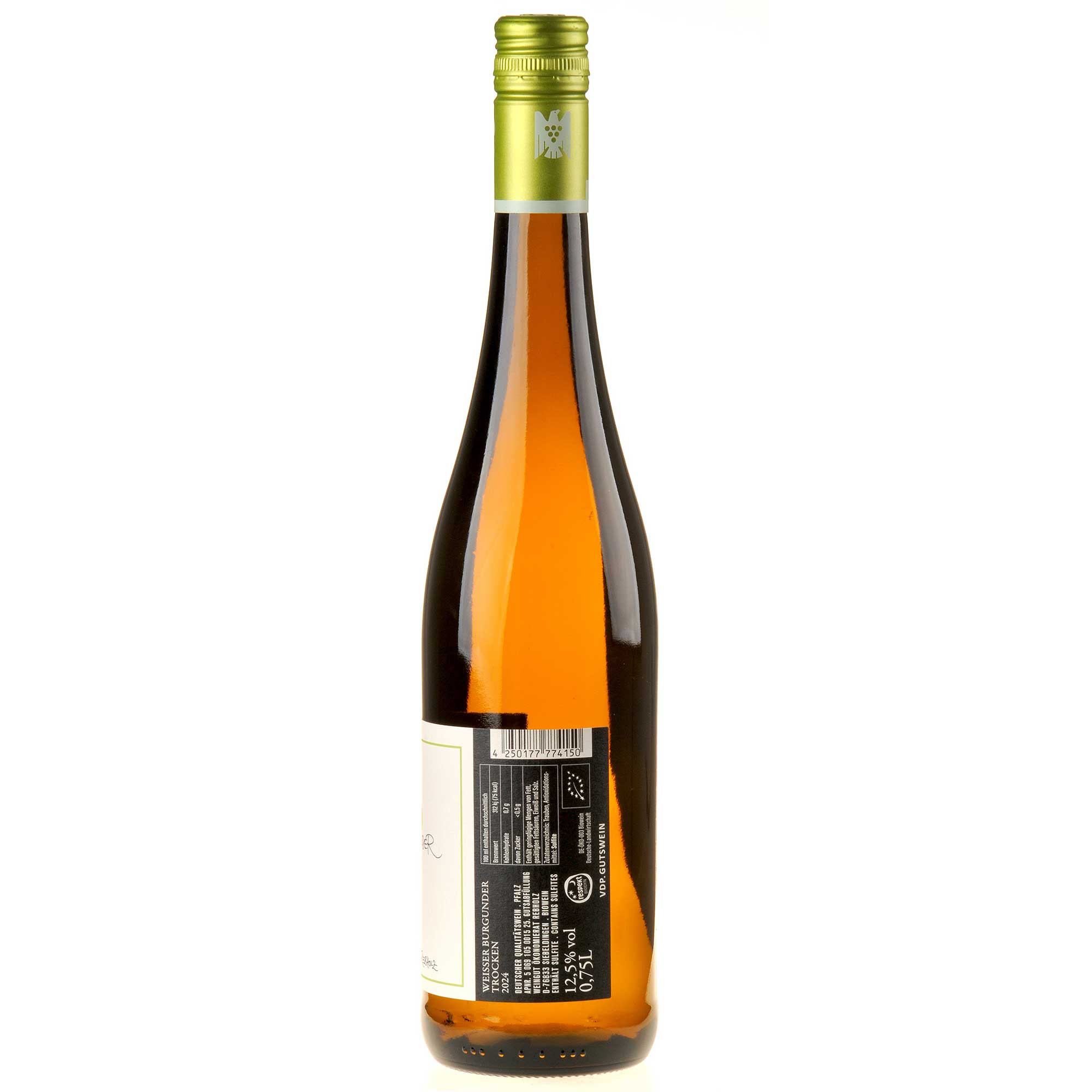 Weingut Ökonomierat Rebholz Weißer Burgunder Bio 2024 Rücketikett