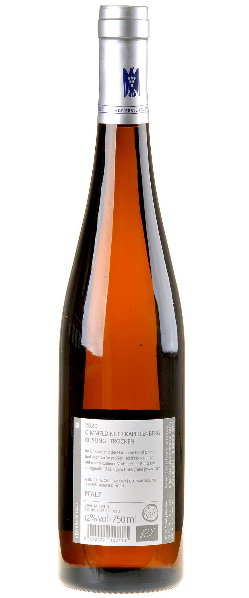 A.Christmann Riesling Kapellenberg Erstes Gewächs Bio 2020 Rücketikett
