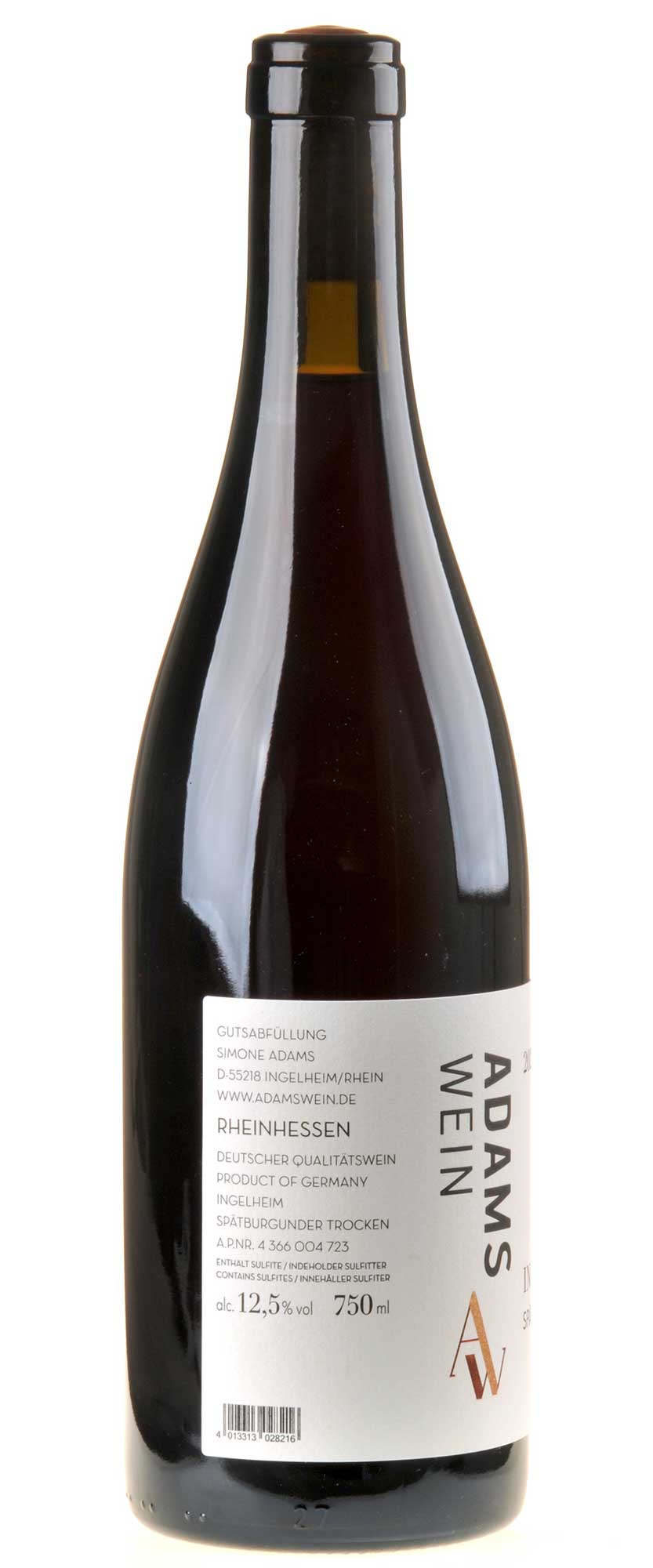 AdamsWein Spätburgunder Ingelheim 2021 Rücketikett