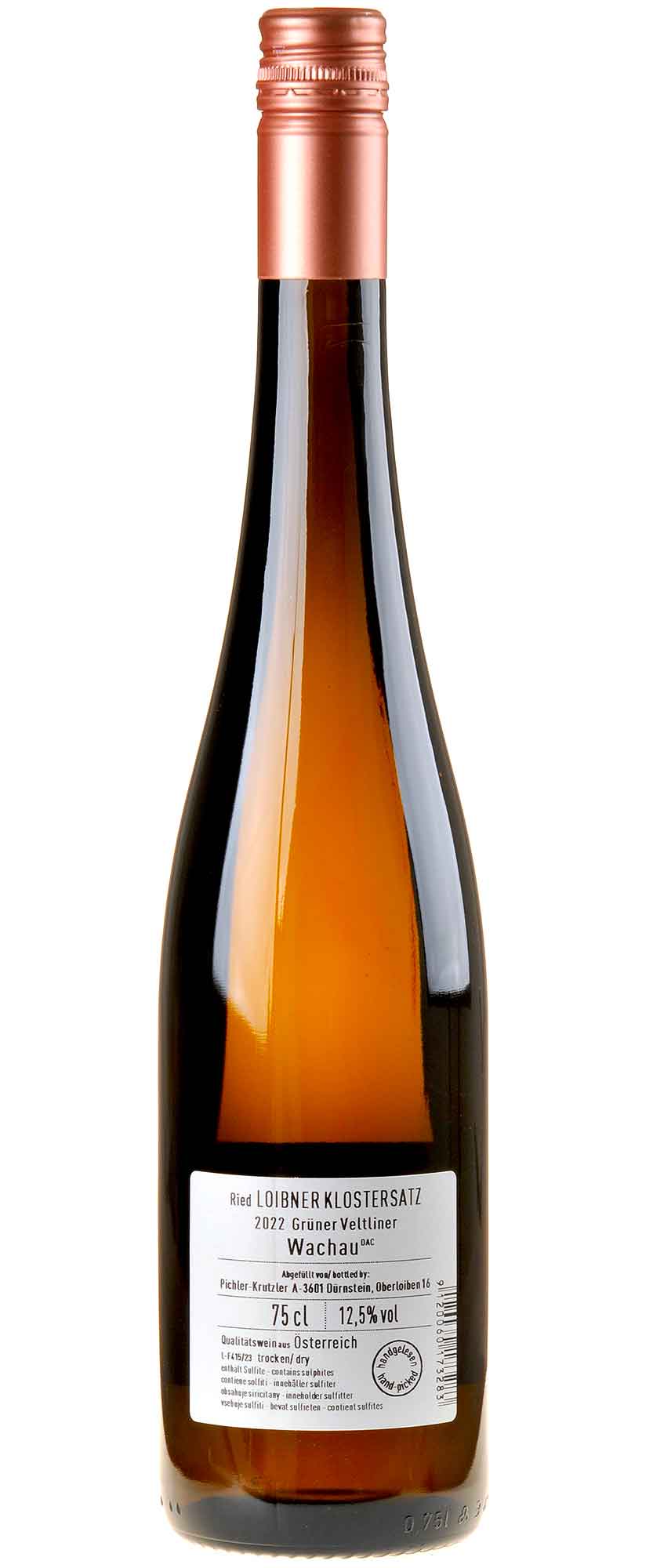 Weingut Pichler-Krutzler Grüner Veltliner Ried Klostersatz 2022 Rücketikett