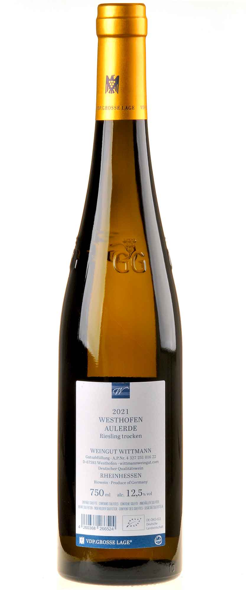 Weingut Wittmann Riesling Aulerde Großes Gewächs Bio 2021 Rücketikett