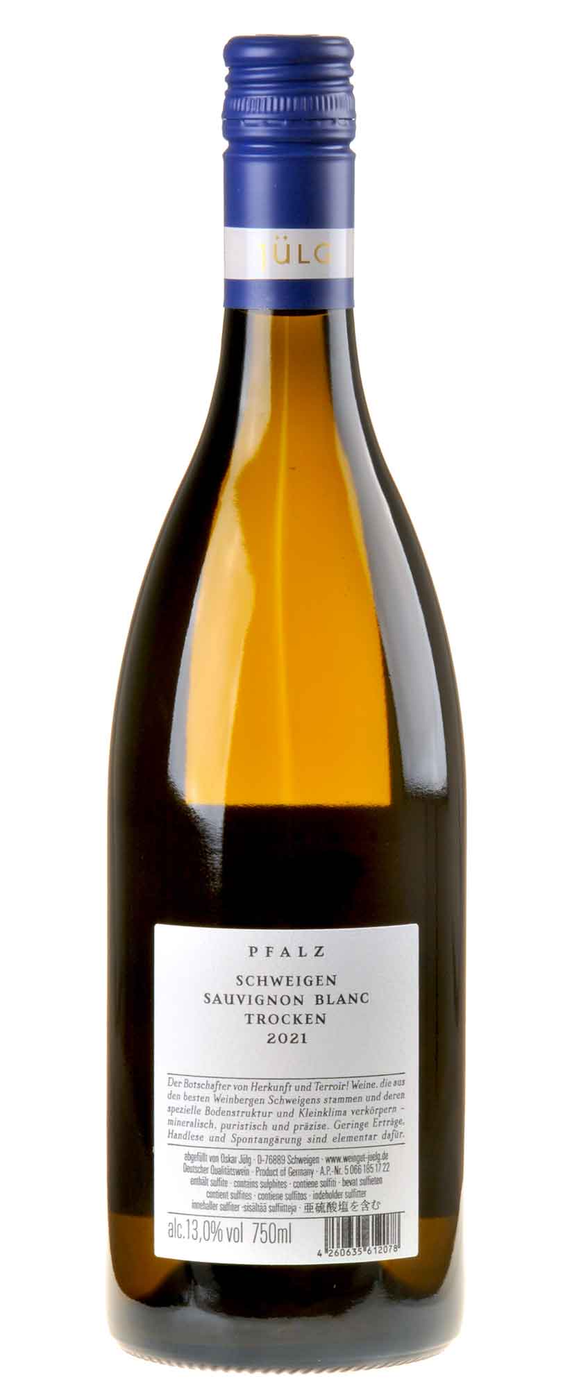 Weingut Jülg Sauvignon Blanc Schweigen 2021 Rücketikett