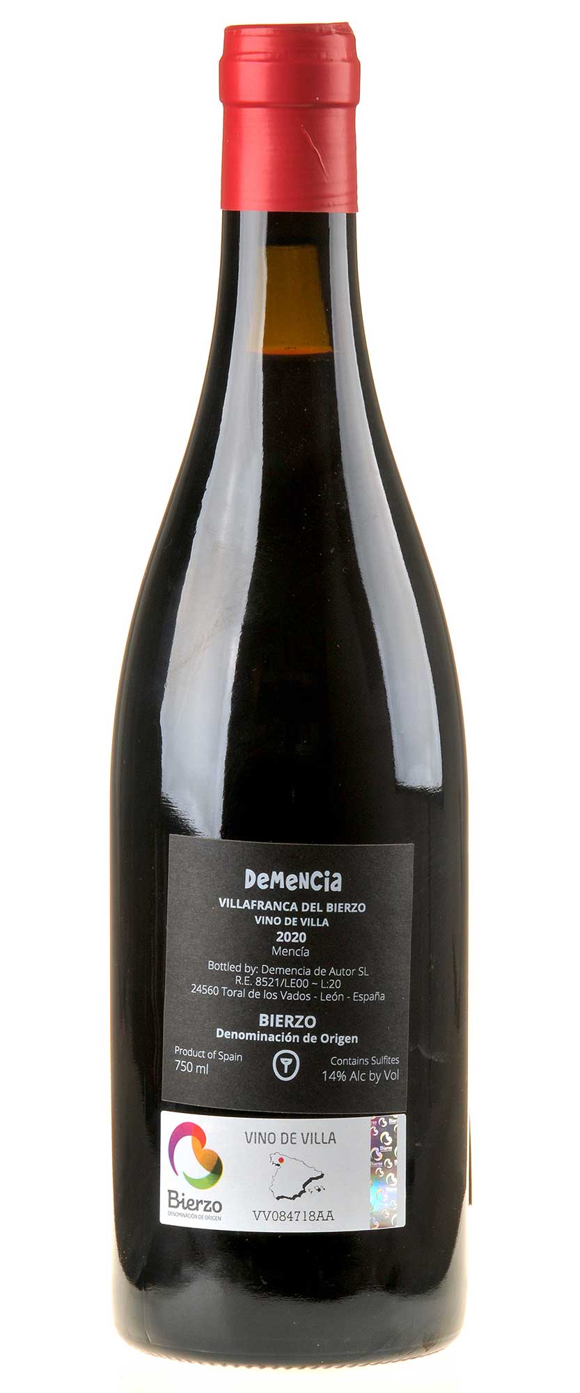Bodegas Demencia de Autor Mencía Demencia Villafranca del Bierzo 2020 Rücketikett