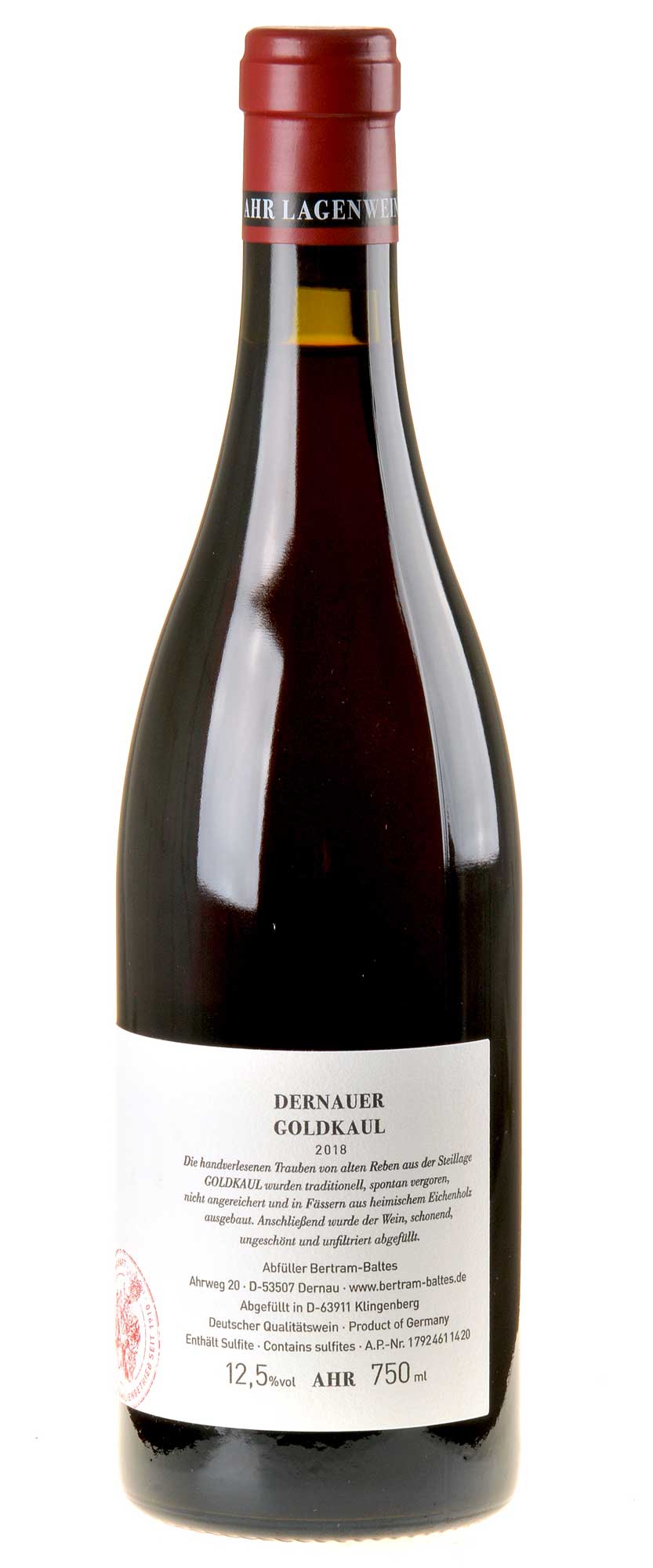 Julia Bertram Dernauer Goldkaul Spätburgunder 2018 Rücketikette