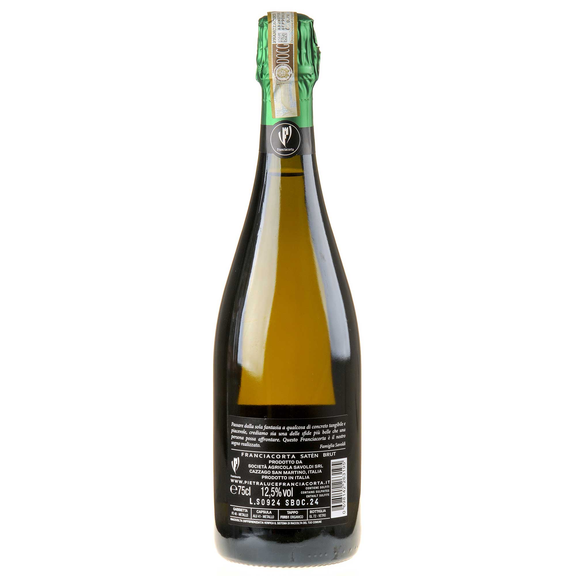Pietraluce Franciacorta Saten Brut DOCG Rücketikett