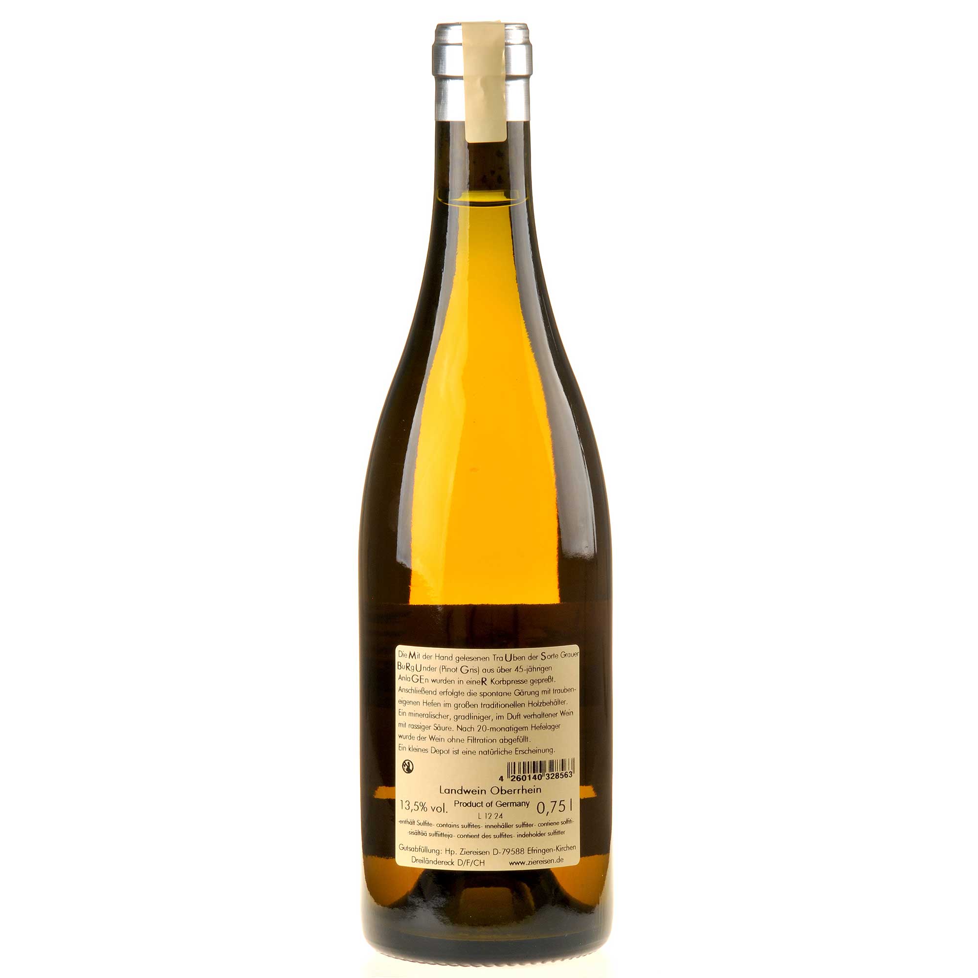 Weingut Ziereisen Grauer Burgunder MUS 2022 Rücketikett