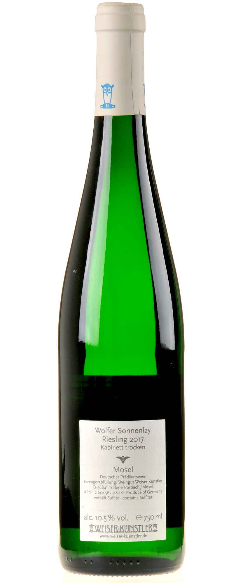 Weiser-Künstler Riesling Wolfer Sonnenlay Kabinett trocken 2017 Rücketikette