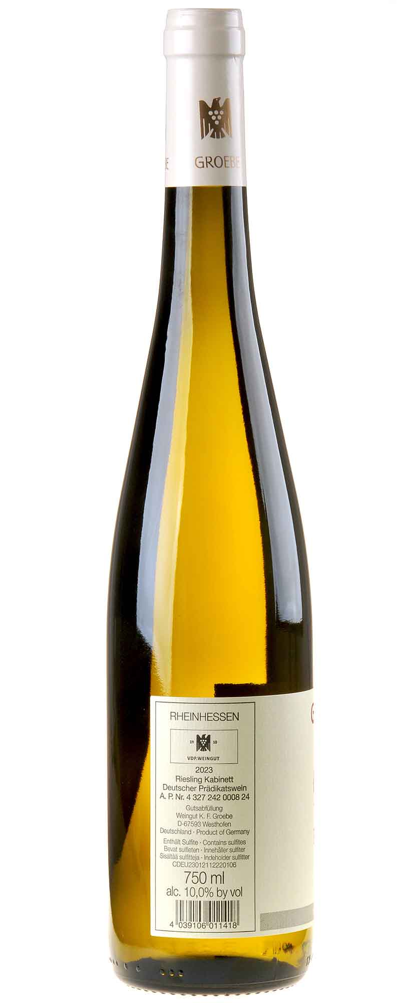 K.F. Groebe Riesling Kabinett 2023 Rücketikett