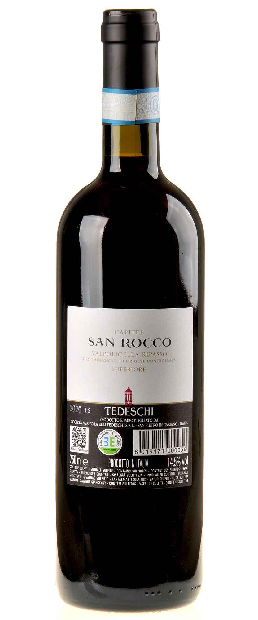 Tedeschi San Rocco Valpolicella Superiore Ripasso 2020 Rücketikett