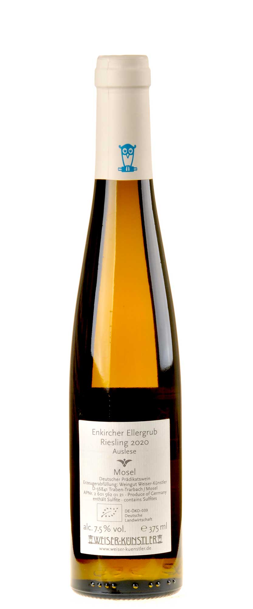 Weiser-Künstler Riesling Enkircher Ellergrub Auslese 0,375l Bio 2020 Rücketickette
