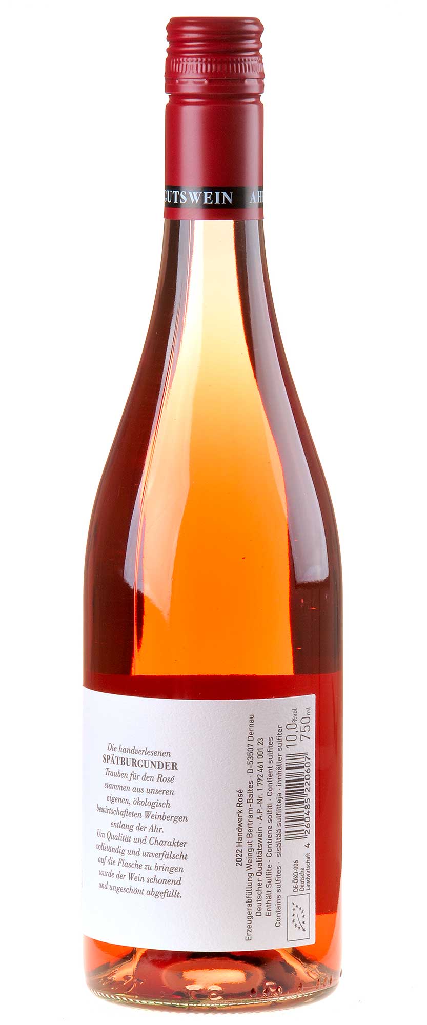 Bertram - Baltes Rosé Handwerk Bio 2022 Rücketikett