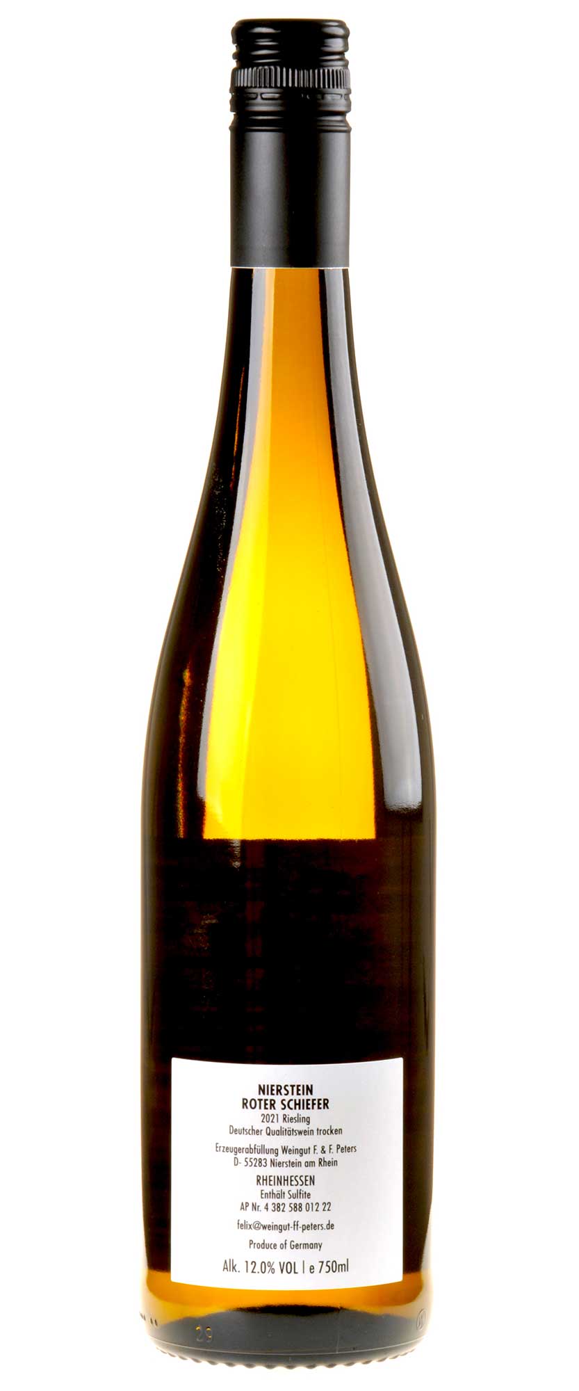 Felix Peters Nierstein Roter Schiefer Riesling 2021 Rücketikett