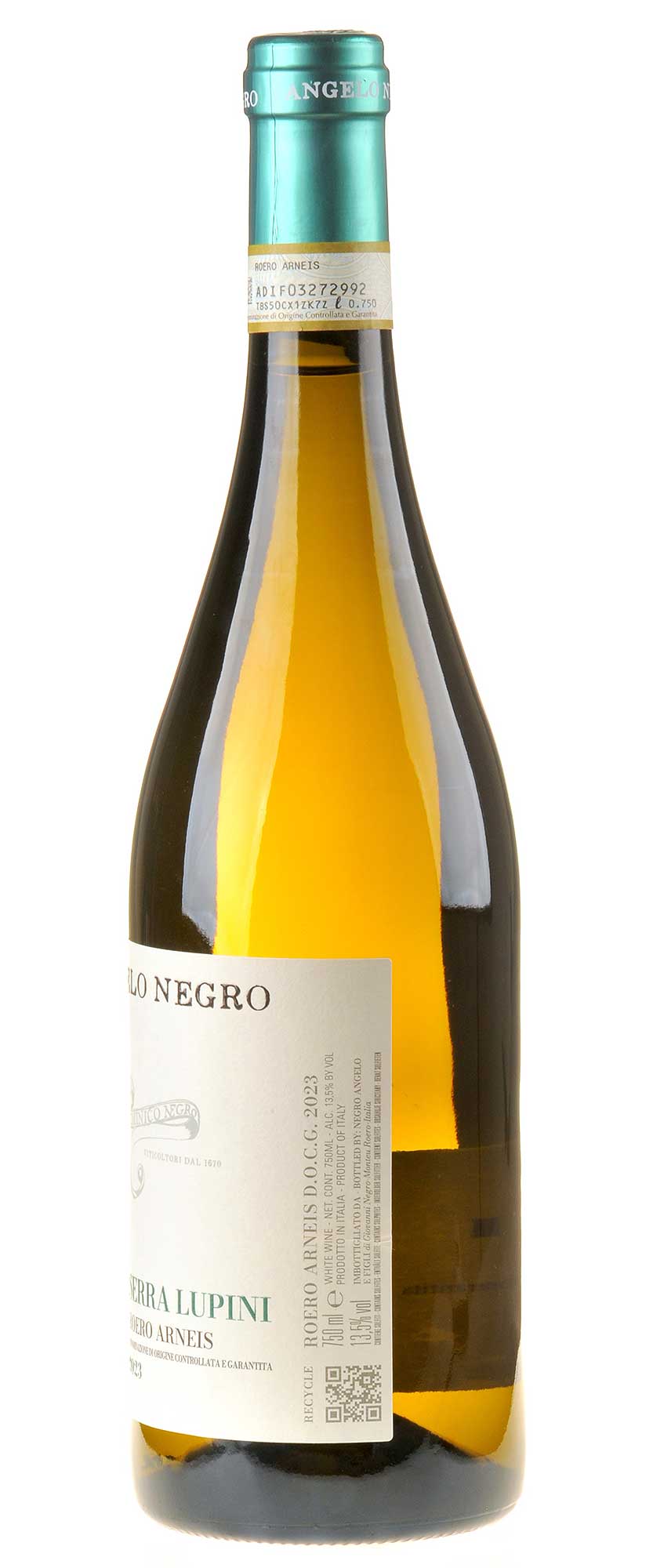 Negro Angelo e Figli Roero Arneis Serra Lupini 2023 Seitenetikett