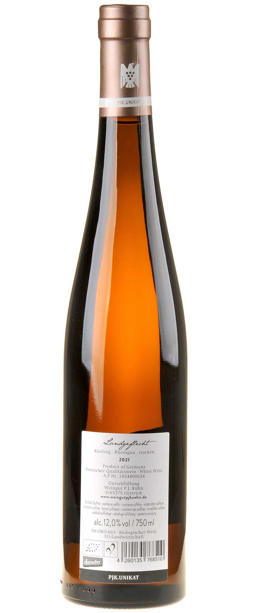 Weingut P.J.Kühn Riesling Landgeflecht Bio 2021 Rücketikett