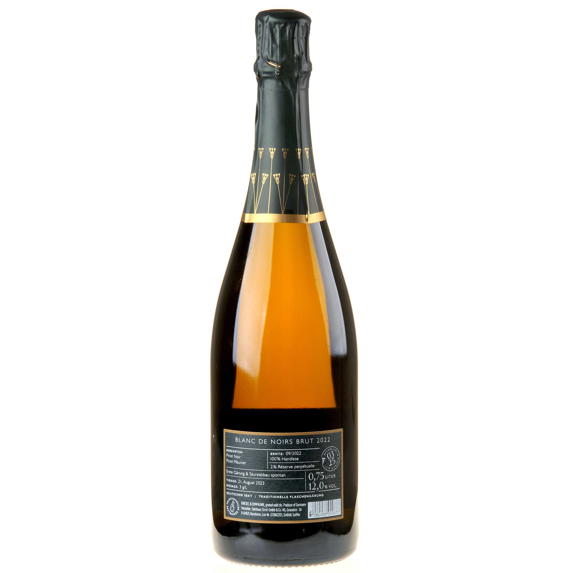 Griesel & Compagnie Blanc de Noirs Brut Tradition 2022 Rücketikett