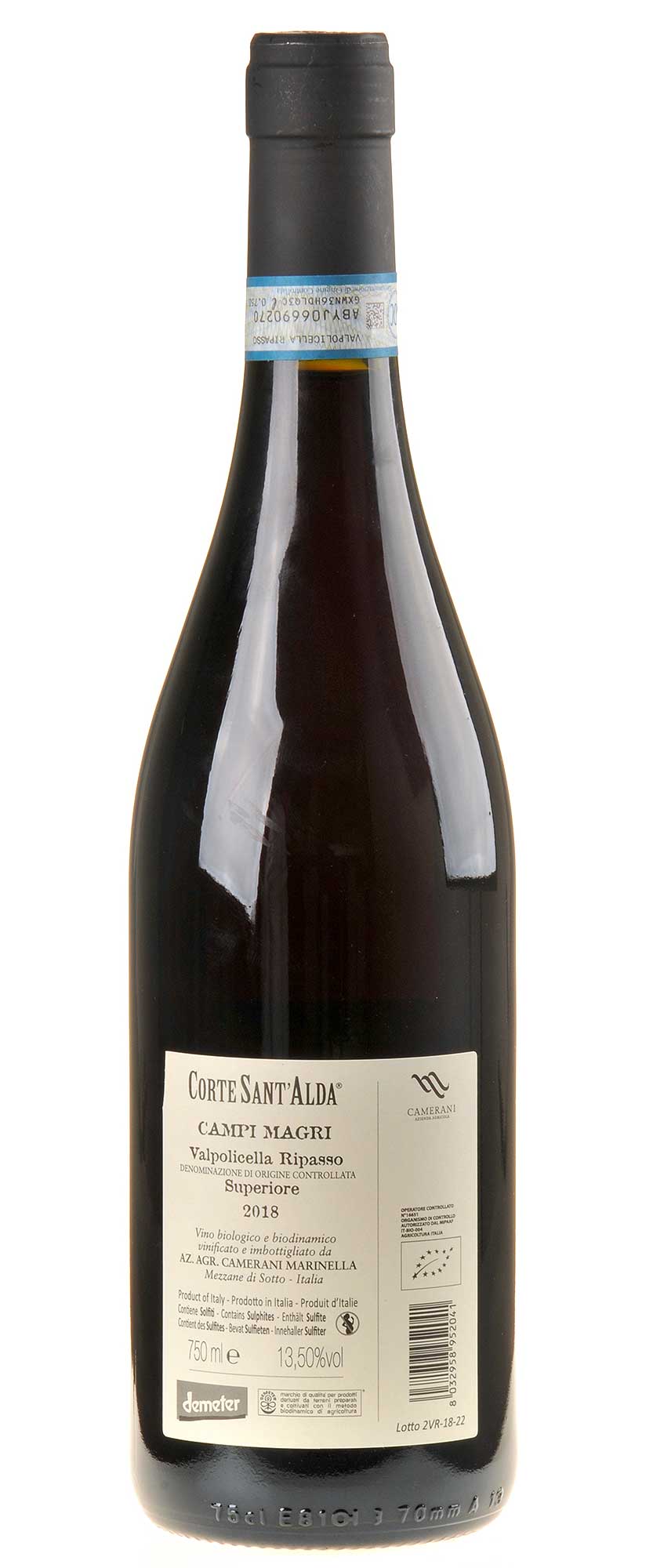 Corte Sant'Alda Campi Magri Valpolicella Ripasso Superiore Bio 2018 Rücketikett