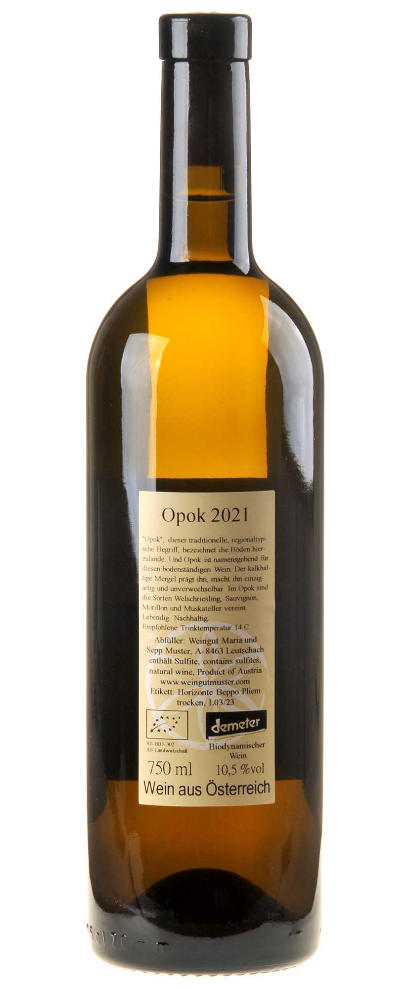 Maria & Sepp Muster Opok Bio 2021 Rücketikett