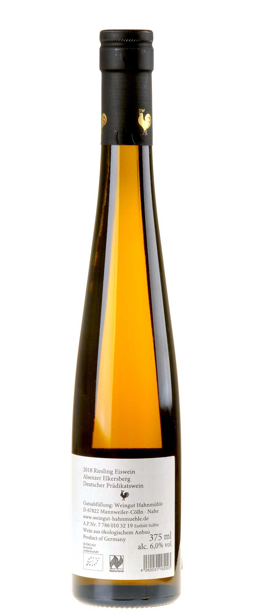 Weingut Hahnmühle Riesling Eiswein 0,375l Bio 2018 Rücketikette