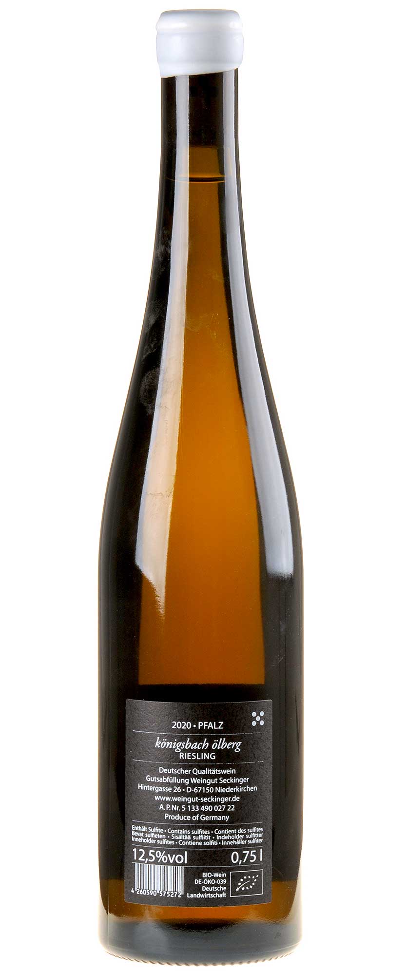 Seckinger Riesling Ölberg Bio 2020 Rücketikett