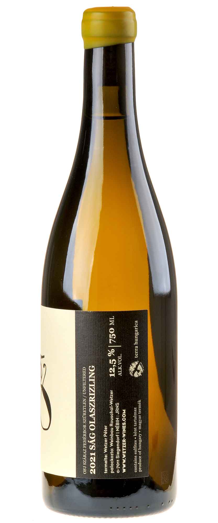 Peter Wetzer Ság Olazriesling 2021 Rücketikett