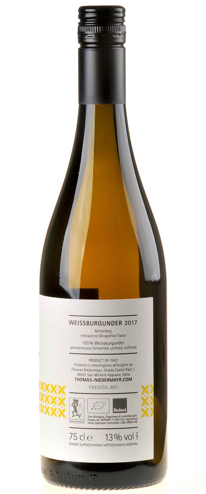 Thomas Niedermayr - Hof Gandberg T.N. 76 Weißburgunder Bio 2017 Rücketikett