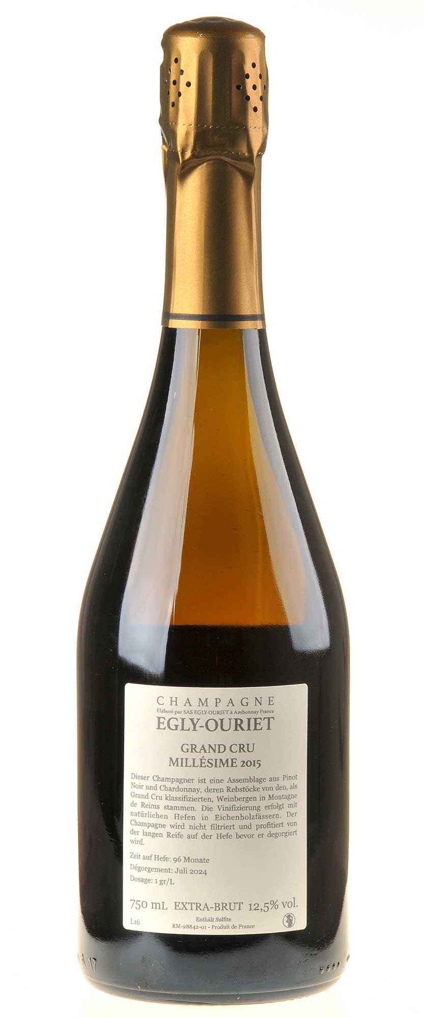Egly-Ouriet Champagne Grand Cru Brut Millésime 2015 Rücketikett