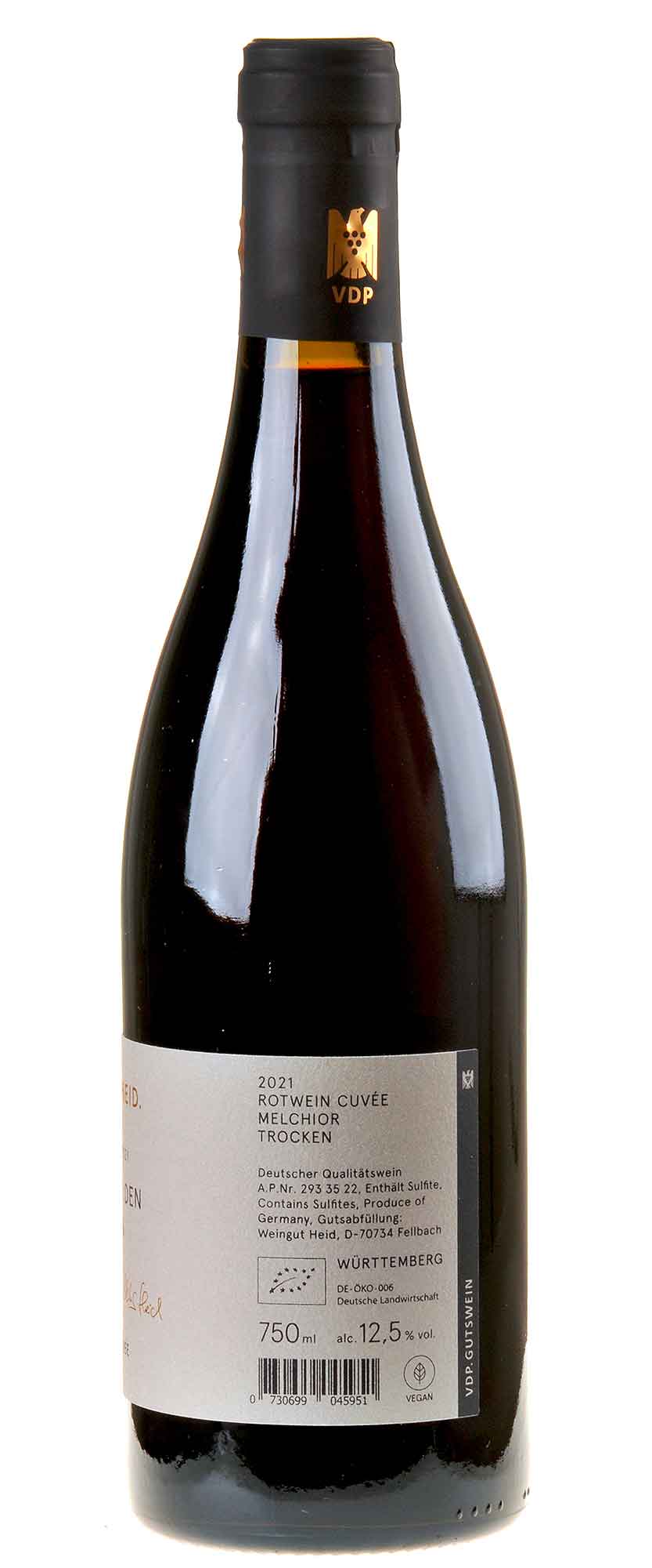 Weingut Heid Rotwein Cuvée Melchior Bio 2021 Rücketikett