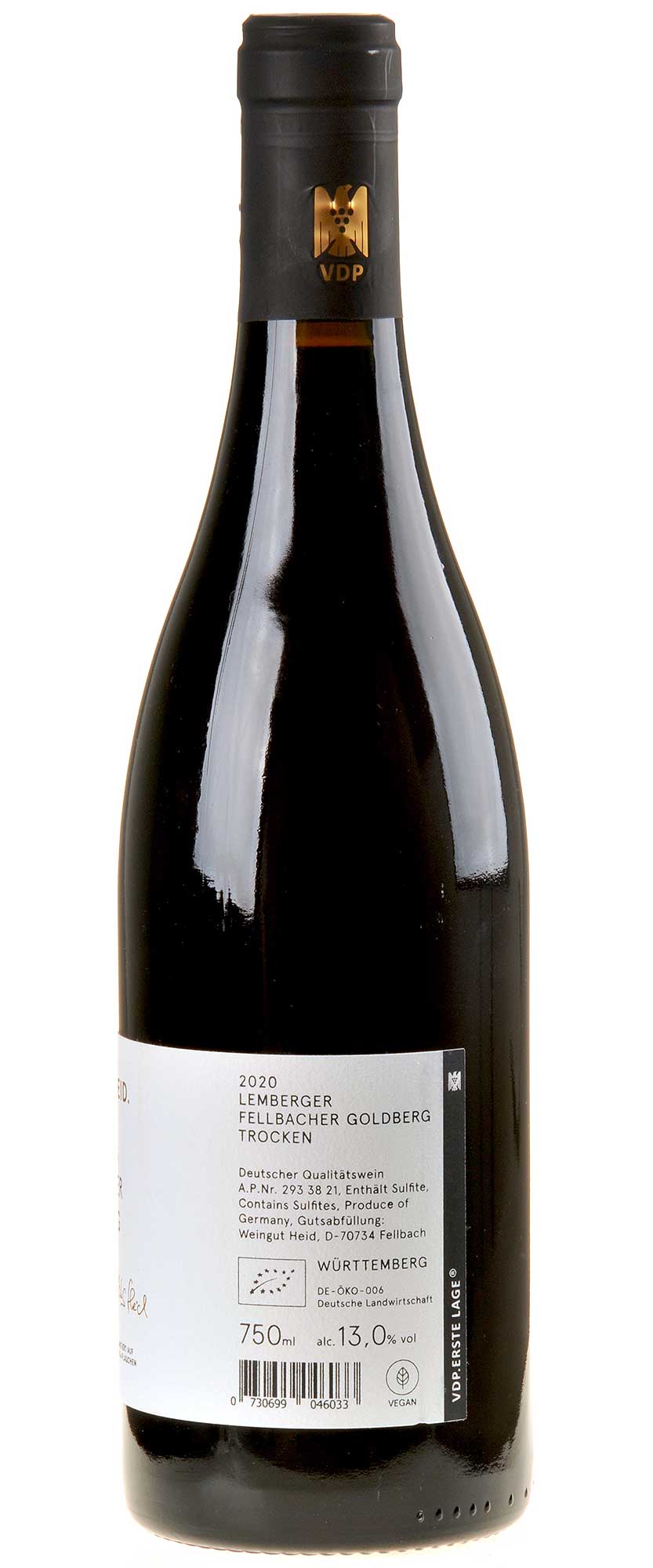 Weingut Heid Lemberger Fellbacher Goldberg Erste Lage Bio 2020 Rücketikett