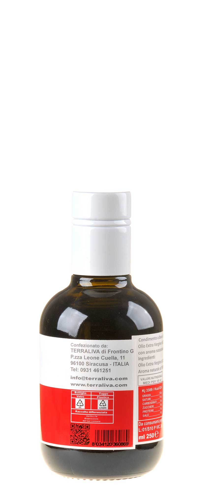 Terraliva Fusion Olivenöl mit Pepperncino  250ml Rücketikett