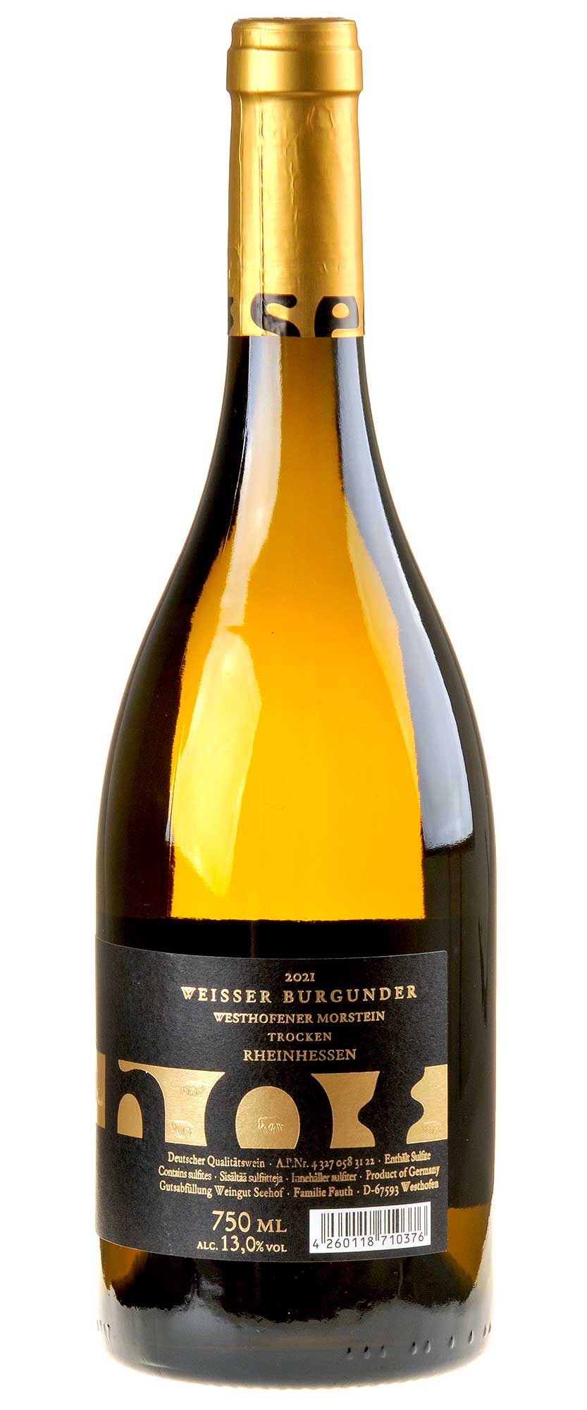 Weingut Seehof Weißer Burgunder Morstein -R- 2021 Rücketikett
