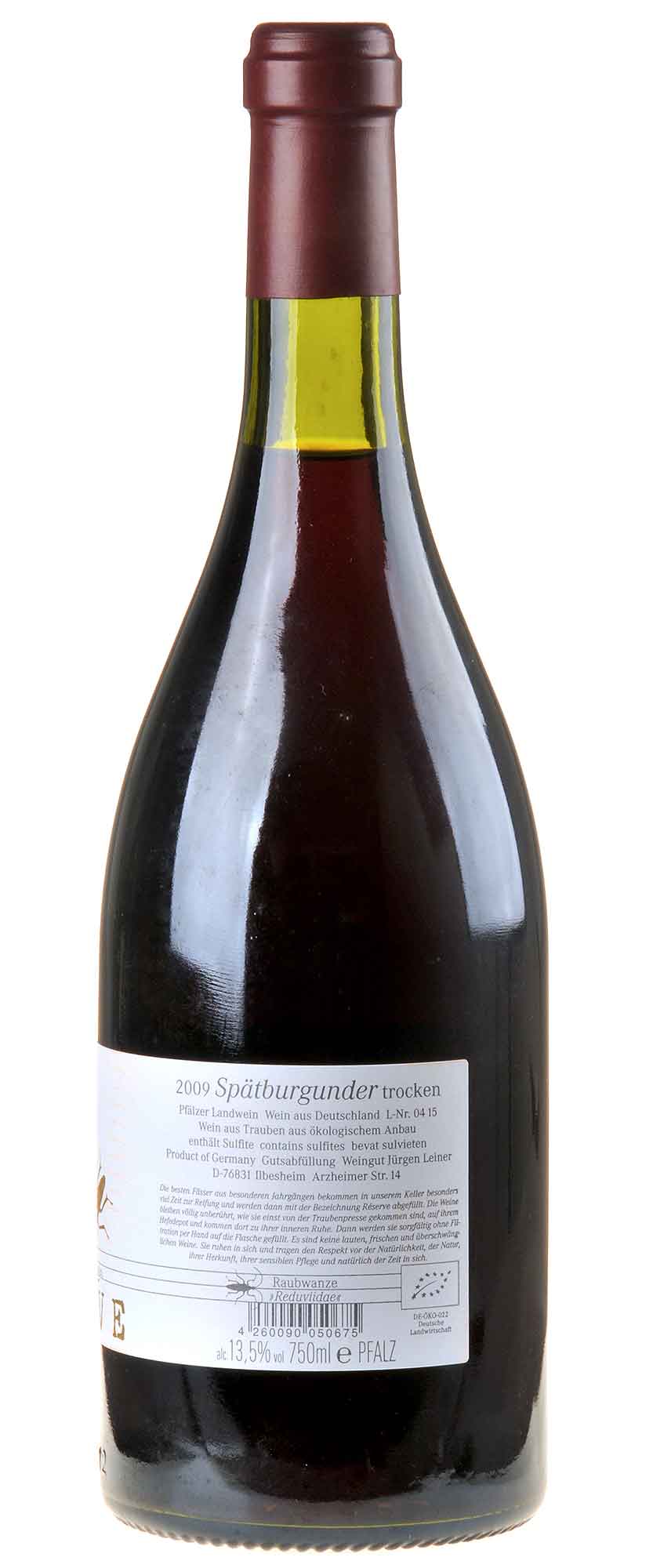 Weingut Leiner Spätburgunder Réserve 2009 Rücketikett