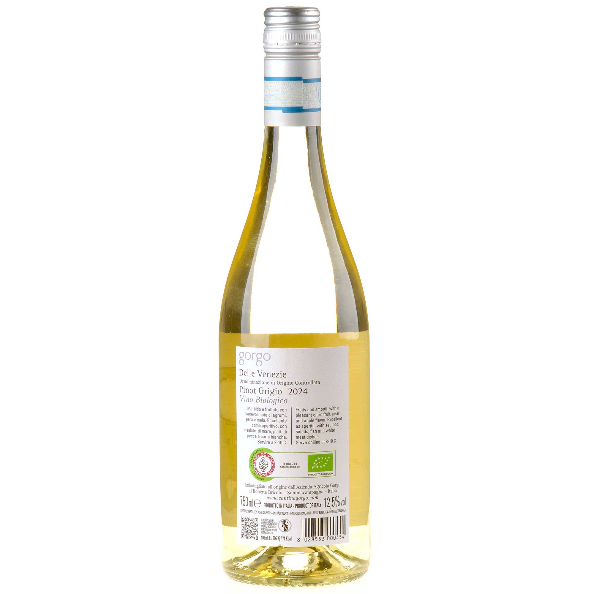Gorgo Pinot Grigio Bio 2024 Rücketikett