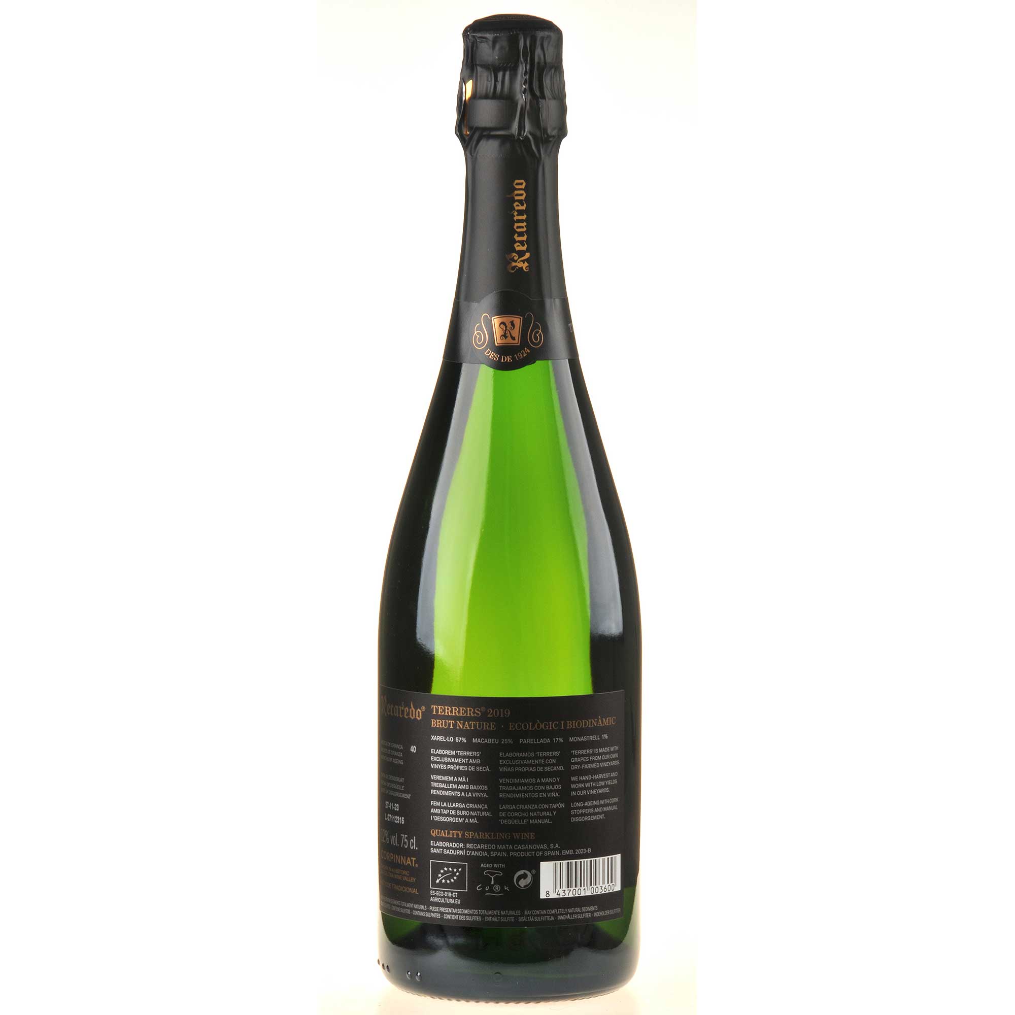 Recaredo Terrers Corpinnat Brut Nature Bio 2019 Rücketikett