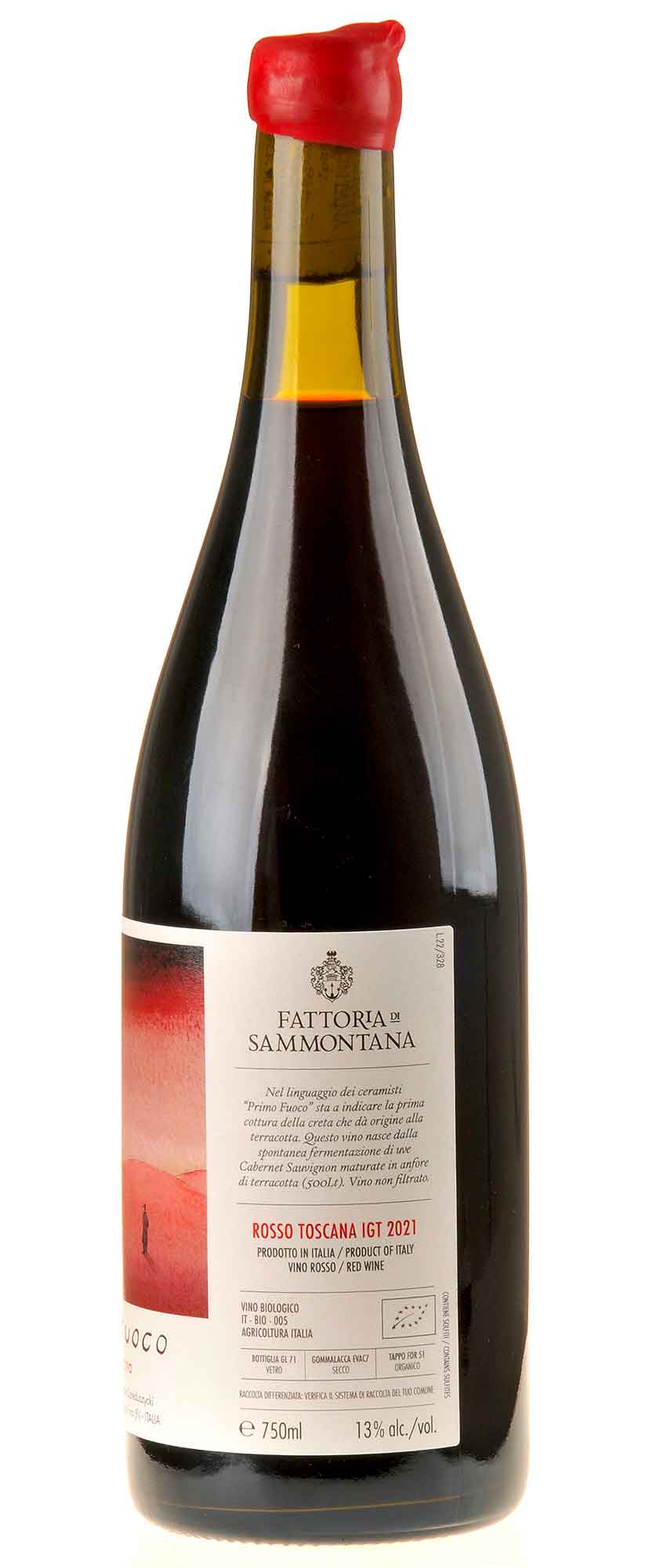 Fattoria di Sammontana Primo Fuoco Rosso Toscana Anfora Bio 2021 Rücketikett
