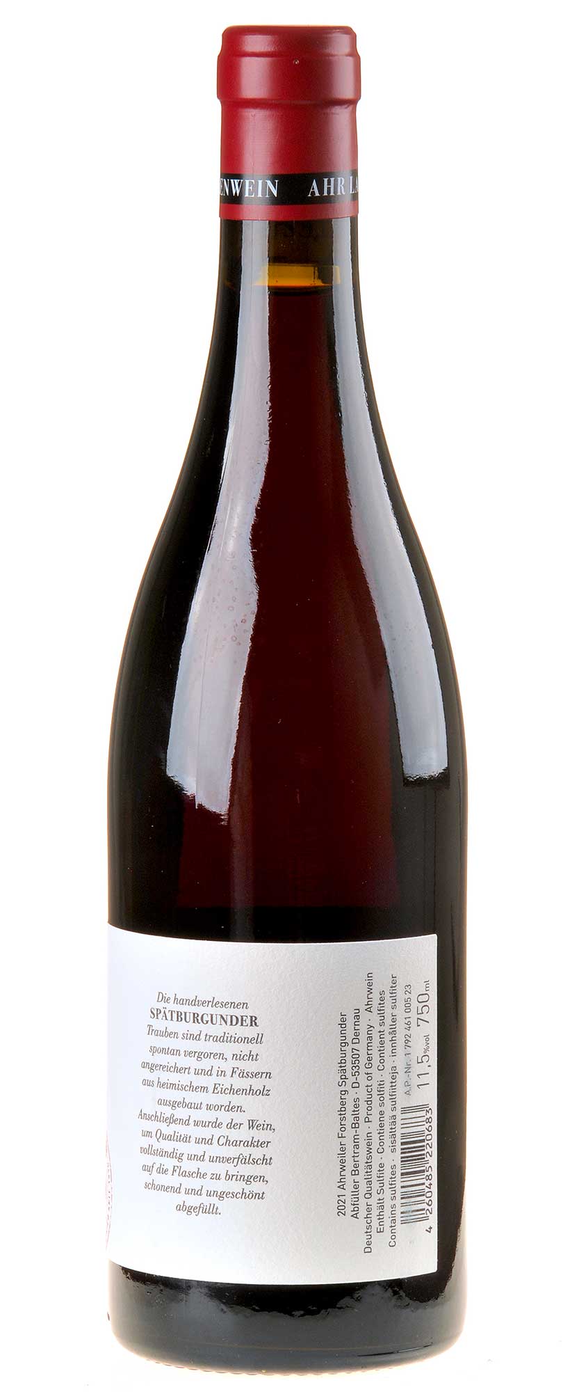 Bertram - Baltes Spätburgunder Ahrweiler Forstberg 2021 Rücketikett